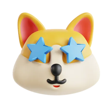 Dog Start Face Emoji  3D Icon