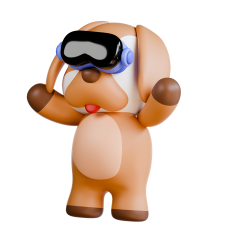 Dog Using Vr Glasess  3D Illustration