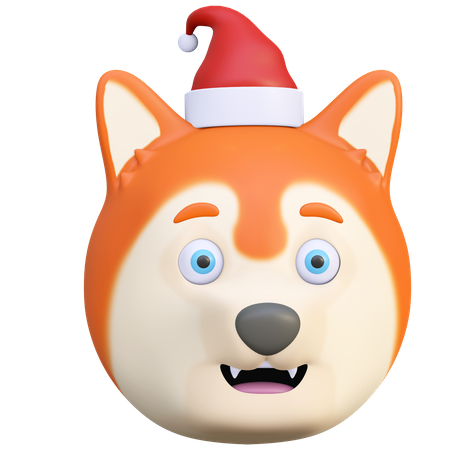 Dog wearing Christmas hat  3D Emoji