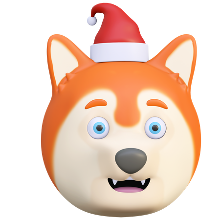 Dog wearing Christmas hat 3D Illustration