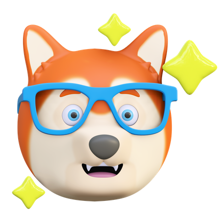 Dog wearing funny glasses  3D Icon