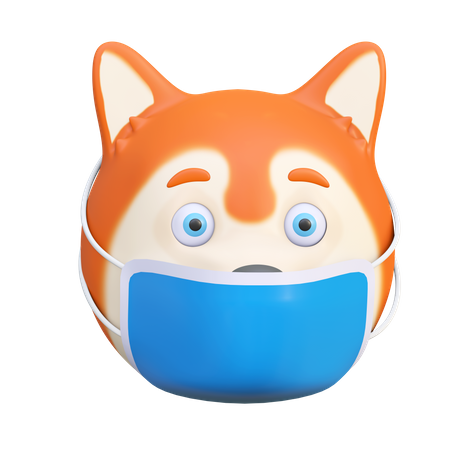 Dog wearing mask  3D Icon