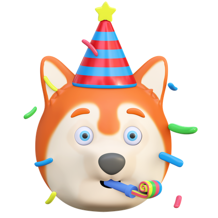 Dog wearing party hat  3D Icon