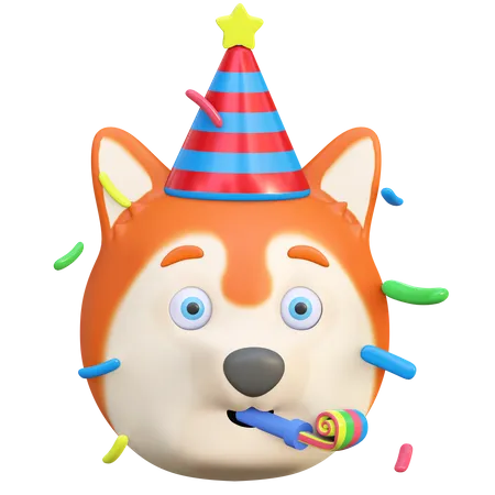 Dog wearing party hat 3D Illustration