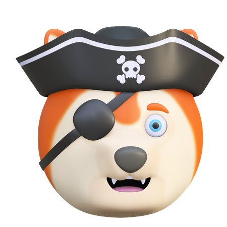 Dog wearing pirates hat  3D Icon