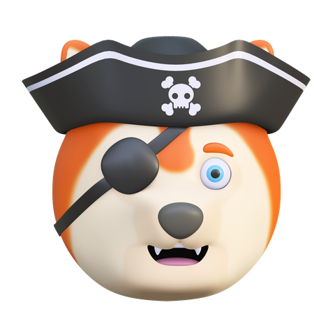 Dog wearing pirates hat 3D Illustration