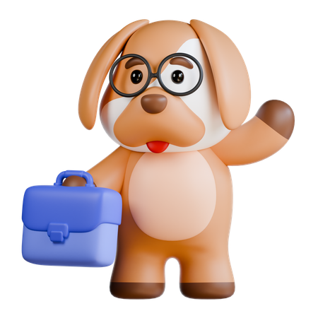 Dog With Briefcase  3D Illustration