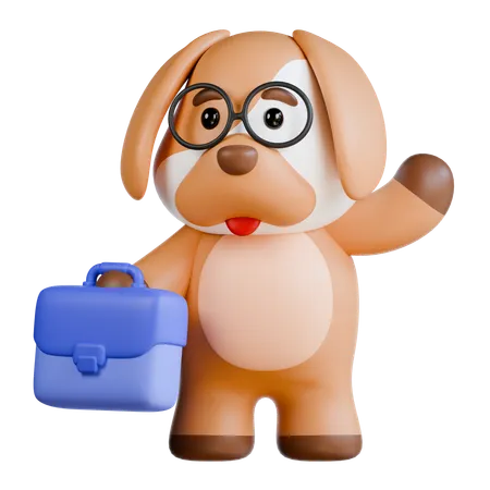 Dog With Briefcase  3D Illustration