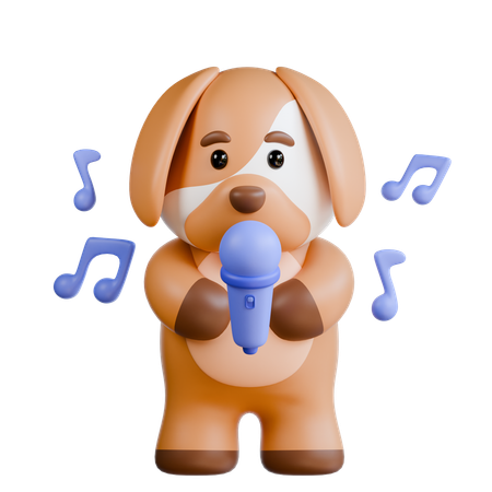 Dog With Mic  3D Illustration