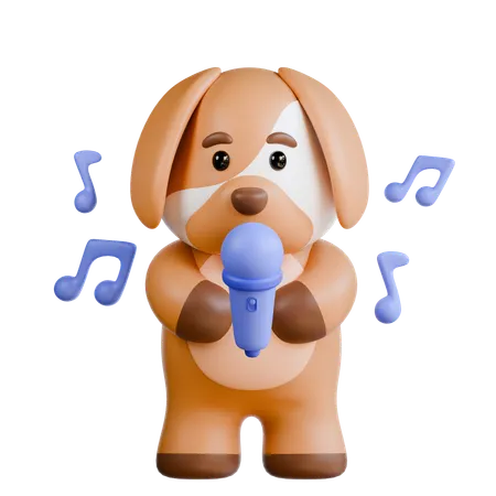 Dog With Mic  3D Illustration