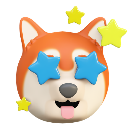 Dog with star in eye  3D Icon