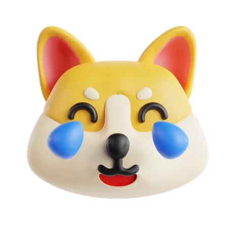 Dog With Tears Of Joy Emoji  3D Icon