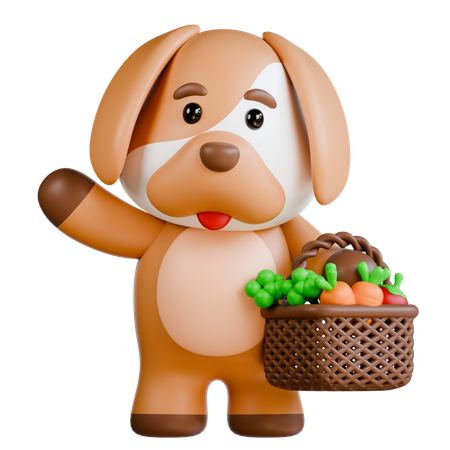 Dog With Vegetables  3D Illustration