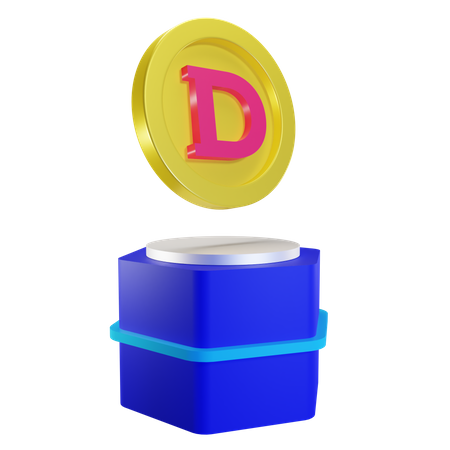 Doge Coin On Podium  3D Illustration