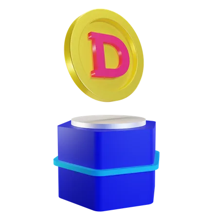 Doge Coin On Podium  3D Illustration