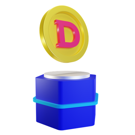 Doge Coin On Podium  3D Illustration