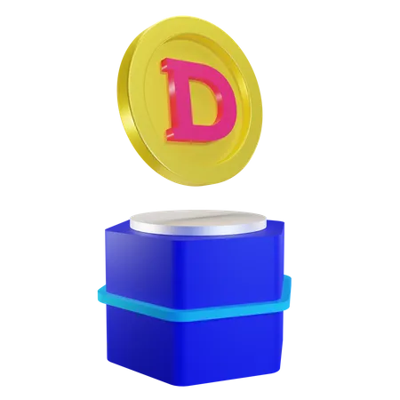 Doge Coin On Podium 3D Illustration