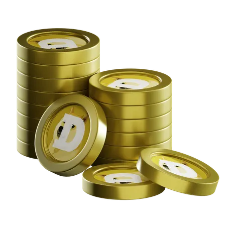Doge Coin Stacks  3D Icon