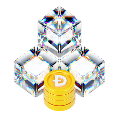 Blockchain dogecoin  3D Icon