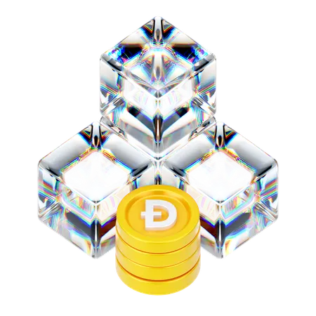 도지코인 블록체인  3D Icon