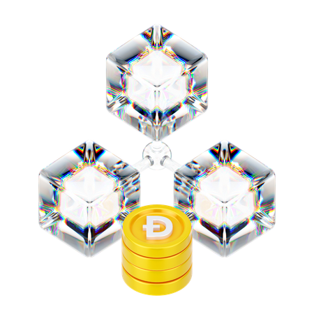 도지코인 블록체인  3D Icon