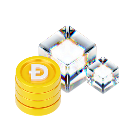 도지코인 블록체인  3D Icon