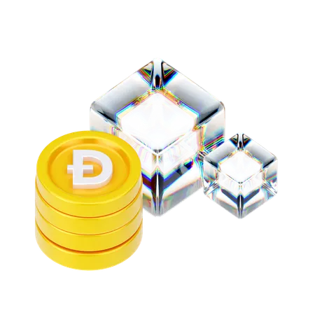 도지코인 블록체인  3D Icon