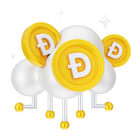 Dogecoin Cloud Network  3D Icon