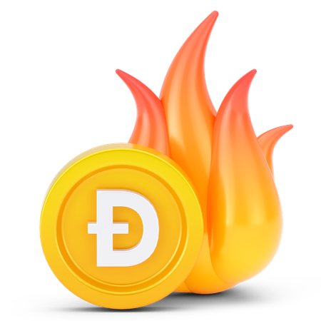 Dogecoin Coin Fire  3D Icon