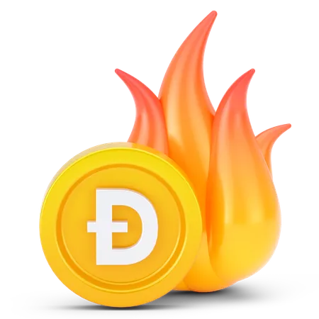 Dogecoin Coin Fire  3D Icon