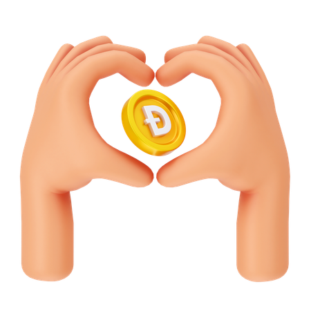 Amour de la pièce dogecoin  3D Icon