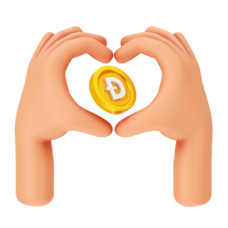 Dogecoin Coin Love  3D Icon