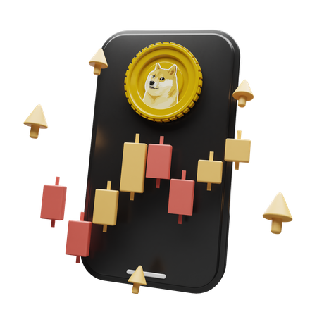 Dogecoin Crypto App 3D Illustration