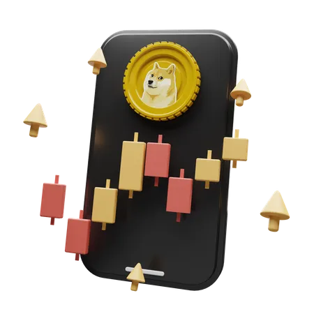 Dogecoin Crypto App 3D Illustration