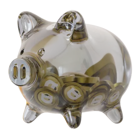 Dogecoin (DOGE) Clear Glass Piggy Bank 3D Icon