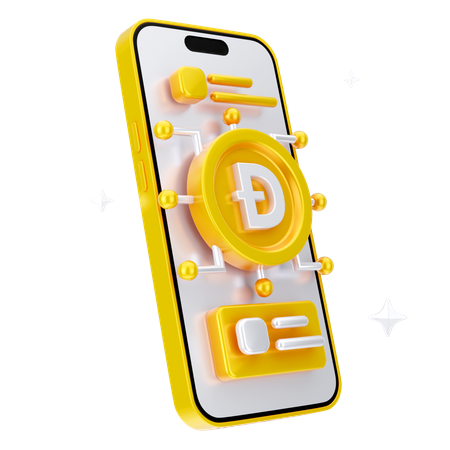 Pièce de monnaie dogecoin en ligne  3D Icon