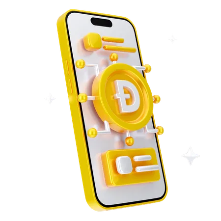 Pièce de monnaie dogecoin en ligne  3D Icon