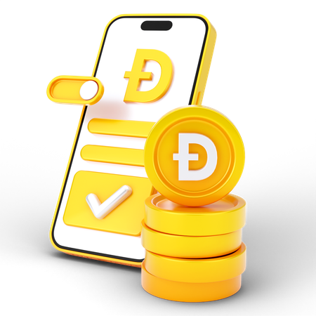 Pièce de monnaie dogecoin en ligne  3D Icon