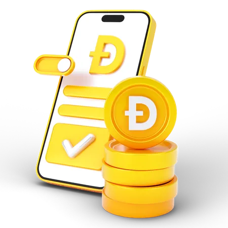 Pièce de monnaie dogecoin en ligne  3D Icon