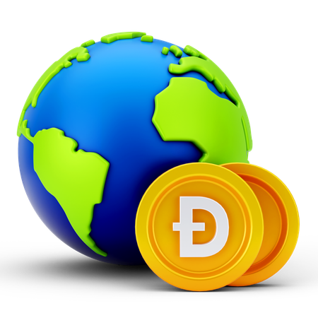 Dogecoin global  3D Icon