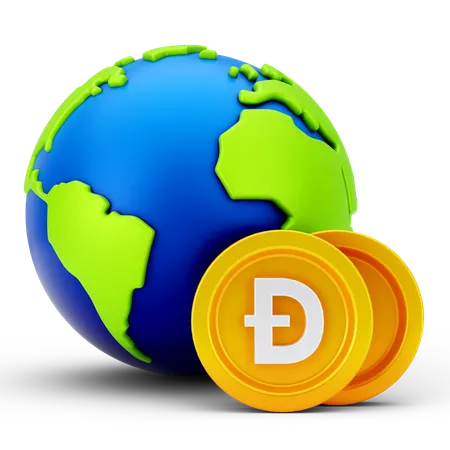 Dogecoin global  3D Icon