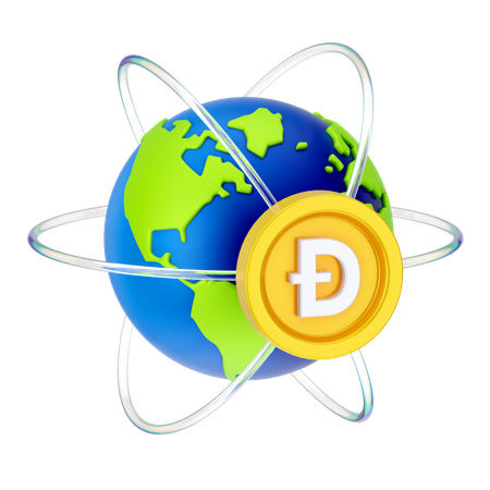 Dogecoin global  3D Icon