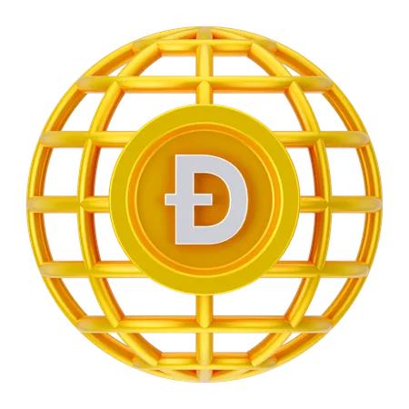 Dogecoin global  3D Icon