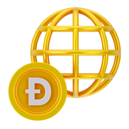 Dogecoin global  3D Icon