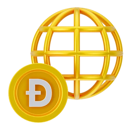 Dogecoin global  3D Icon