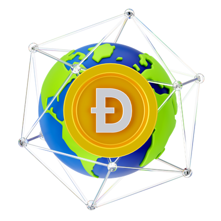 Dogecoin global  3D Icon