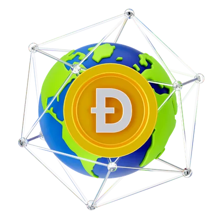 Dogecoin global  3D Icon