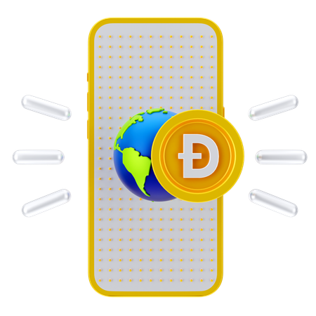Dogecoin global online  3D Icon