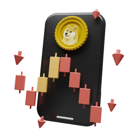 Dogecoin Krypto-App  3D Illustration