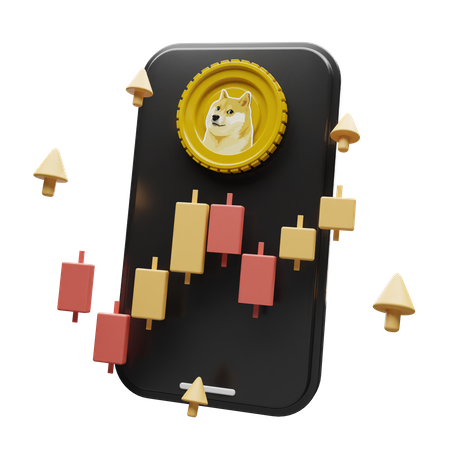 Dogecoin Krypto-App  3D Illustration